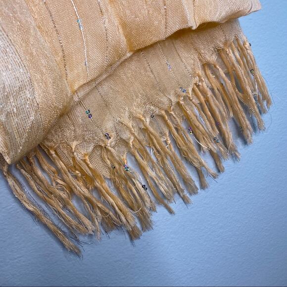 Embellished Scarf Peach and Silver Trim - Picture 5 of 8